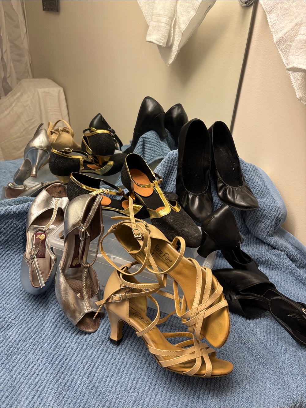 Women's Strappy Dance Heels in Tan and Black